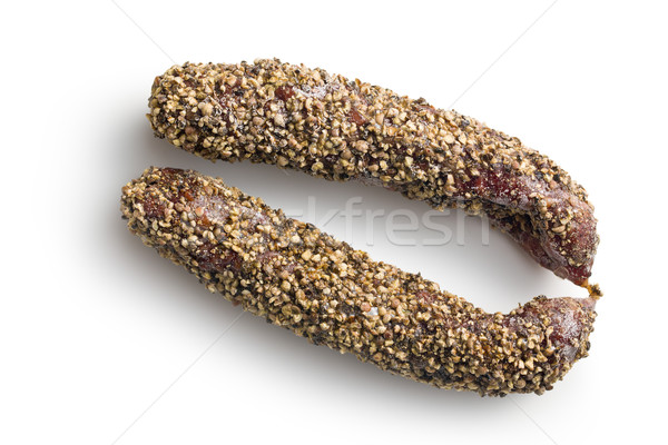 Secas salsicha pimenta em grão branco comida fundo Foto stock © jirkaejc