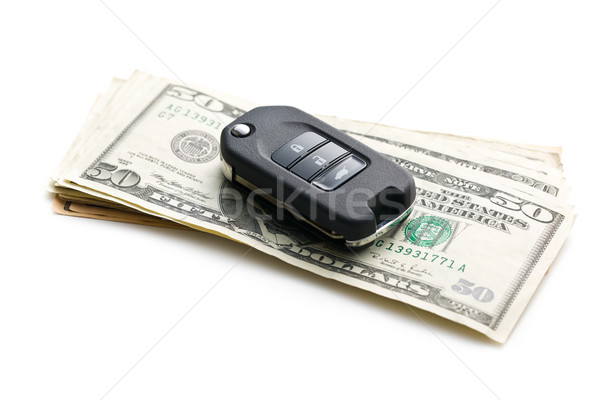 車鑰匙 美元 白 錢 背景 關鍵 商業照片 © jirkaejc