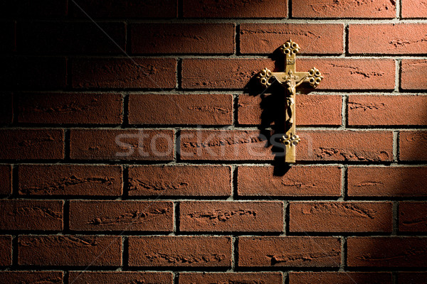 Crucifix jesus mur de briques fond église culte [[stock_photo]] © jirkaejc