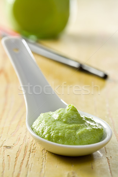 Zielone wasabi ceramiczne łyżka żywności zdrowia Zdjęcia stock © jirkaejc