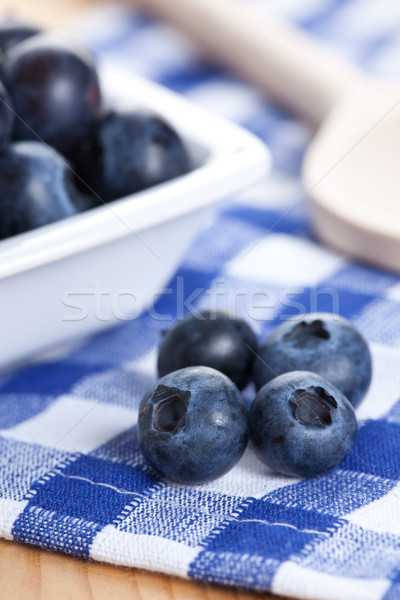 Bleuets à carreaux nappe photo coup alimentaire Photo stock © jirkaejc