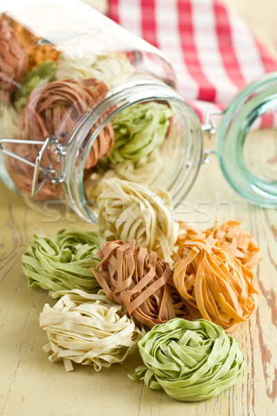 Foto stock: Colorido · pasta · tagliatelle · mesa · de · cocina · fondo · cocina