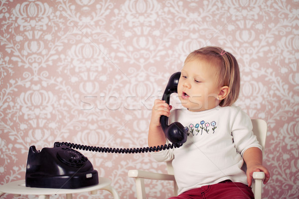 Pequeño bebé edad vintage teléfono sonrisa Foto stock © jirkaejc