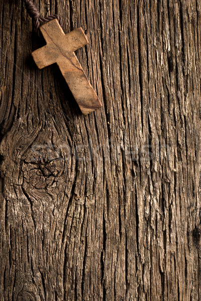 antigue wooden cross on old wooden background Stock photo © jirkaejc