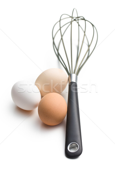 Tres huevos batidor blanco huevo desayuno Foto stock © jirkaejc