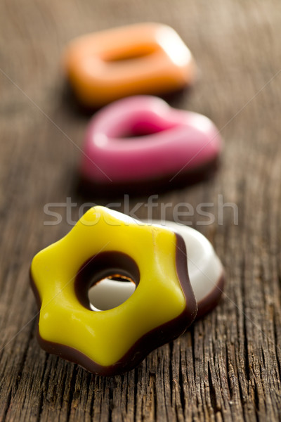 [[stock_photo]]: Coloré · confiserie · bois · coeur · chocolat · fond