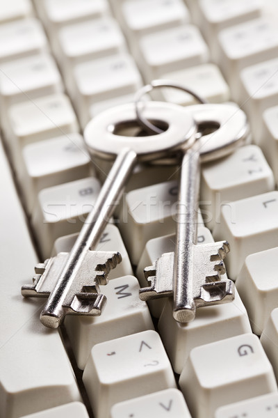 Széf kulcs billentyűzet iroda laptop fém Stock fotó © jirkaejc