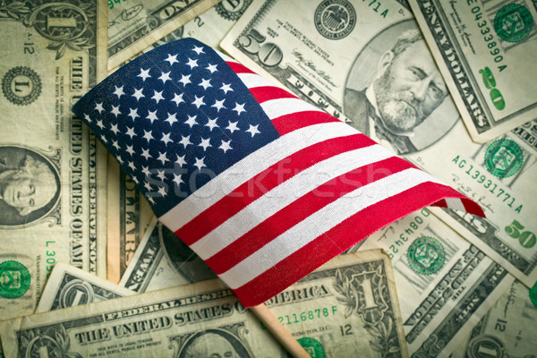 Foto d'archivio: Bandiera · americana · dollari · top · view · business · finanziare