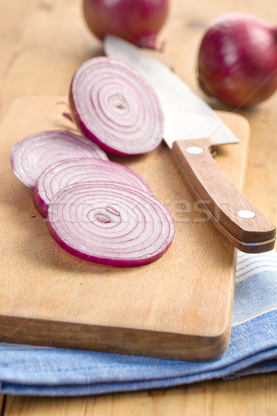 sliced red onion in kitchen Stock photo © jirkaejc
