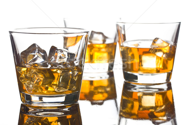 Whiskey három üveg fehér jég ital Stock fotó © jirkaejc