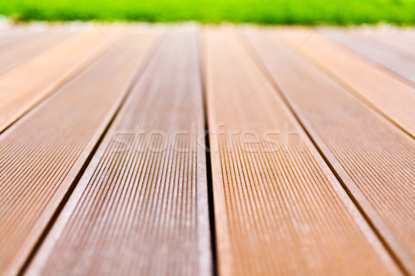 Stock photo: Wooden platform made from bangkirai wood.