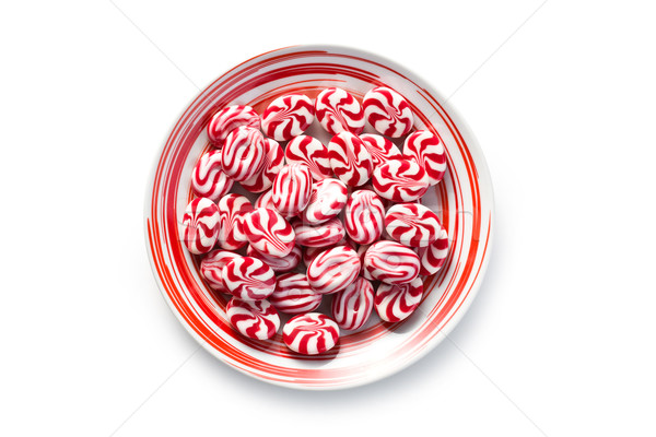 Stock photo: red white candies on plate