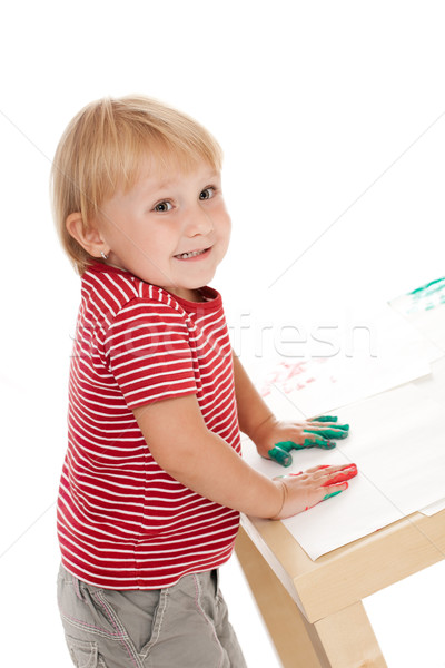 little girl drawing with her hands Stock photo © jirkaejc