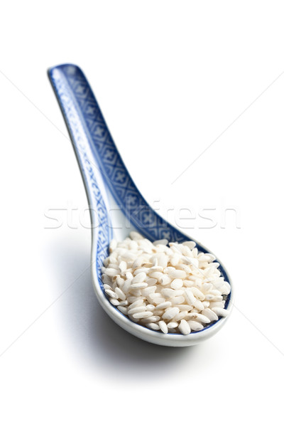 Foto stock: Arroz · cerâmico · colher · comida · fundo · restaurante