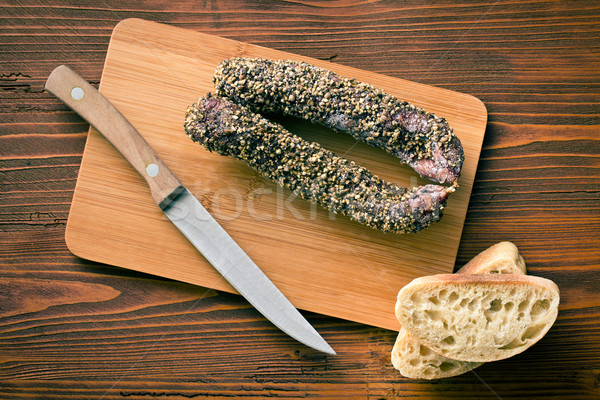 Secas salsicha pimenta em grão comida gordura Foto stock © jirkaejc
