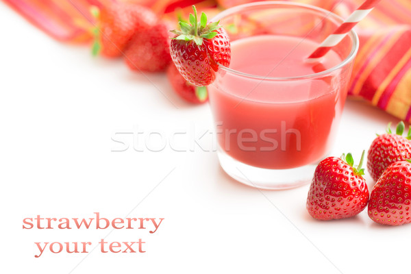 Fragola succo vetro bianco frutta sfondo Foto d'archivio © jirkaejc