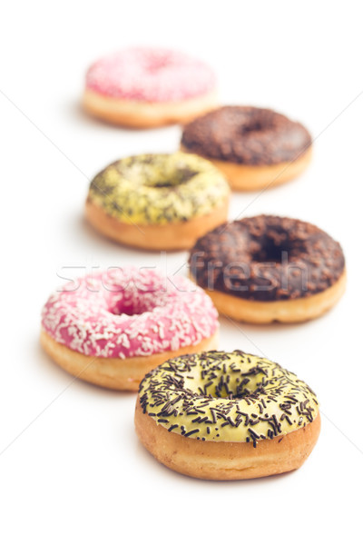 Unterschiedlich Donuts weiß Schokolade Hintergrund Kuchen Stock foto © jirkaejc