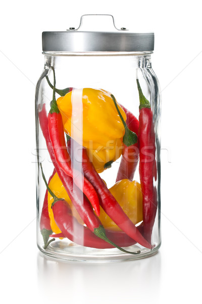 chili peppers and habanero in glass jar Stock photo © jirkaejc