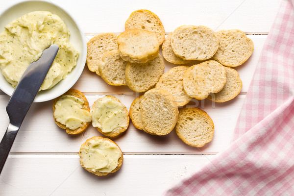 Stok fotoğraf: Bruschetta · ot · tereyağı · üst · görmek · gıda