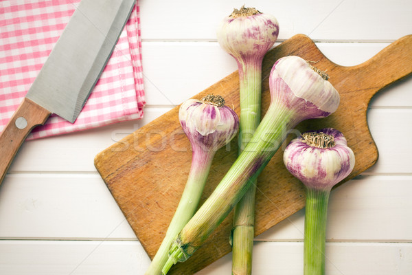 fresh garlic on cutting bard Stock photo © jirkaejc