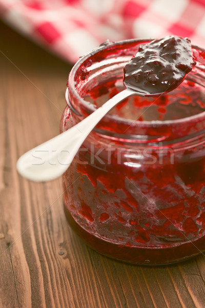 Fruchtig Marmelade Löffel Essen Glas rot Stock foto © jirkaejc