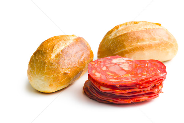 sliced chorizo salami and buns Stock photo © jirkaejc