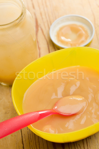Alimentos para bebês plástico tigela fruto jantar garrafa Foto stock © jirkaejc
