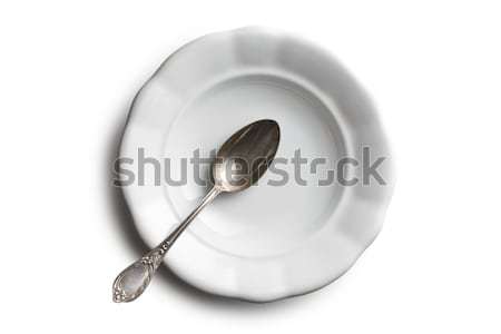antique ceramic plate and silver spoon Stock photo © jirkaejc