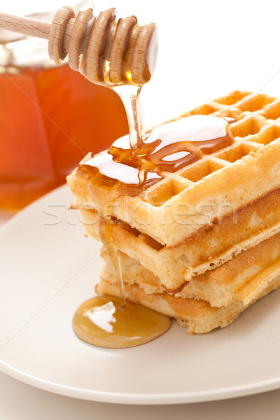 Waffle méz fotó lövés étel egészség Stock fotó © jirkaejc