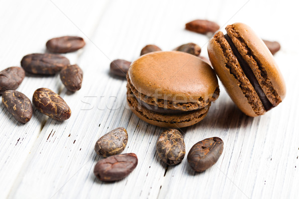 cocoa macaroons with cocoa beans Stock photo © jirkaejc