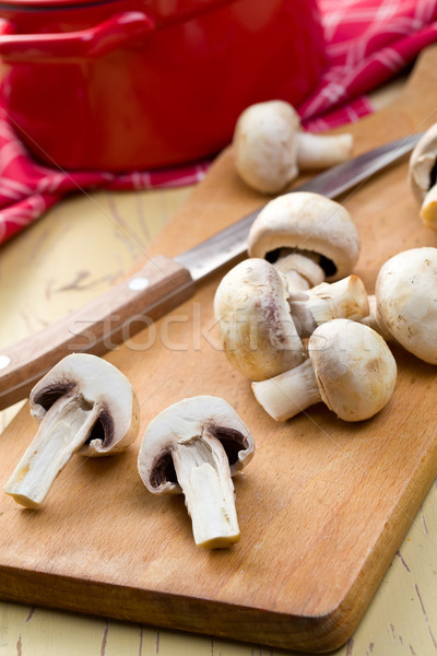 Knop keukentafel voedsel natuur plantaardige champignon Stockfoto © jirkaejc