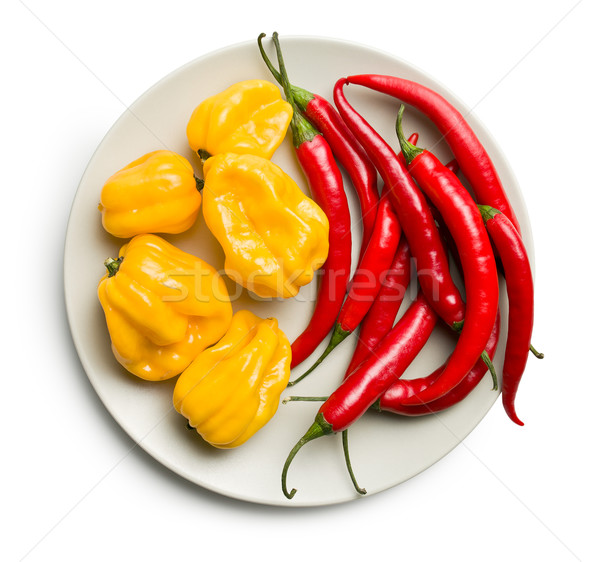 chili peppers and habanero on plate Stock photo © jirkaejc
