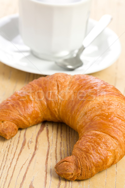 Foto stock: Fresco · croissant · café · fundo · café · ouro