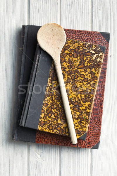 Сток-фото: старые · рецепт · книга · деревянный · стол · продовольствие · древесины