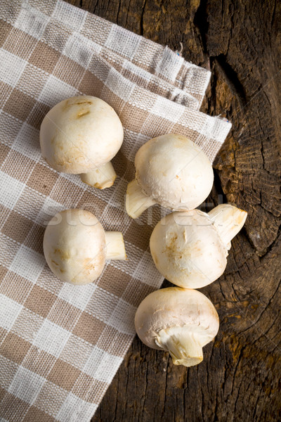 Stok fotoğraf: Champignon · mantar · ahşap · masa · eski · grup · hayat