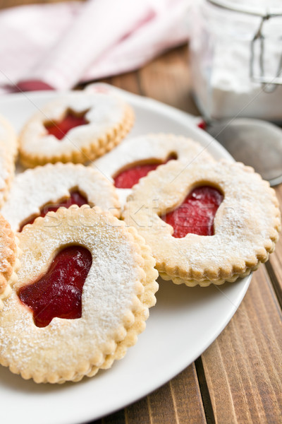 Gelei christmas cookies plaat houten tafel star Stockfoto © jirkaejc