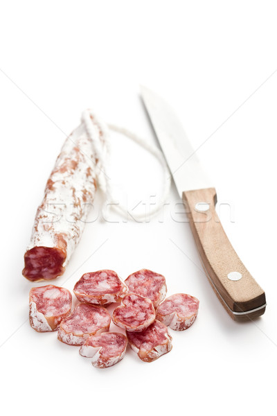 Stock photo: white salami sausage