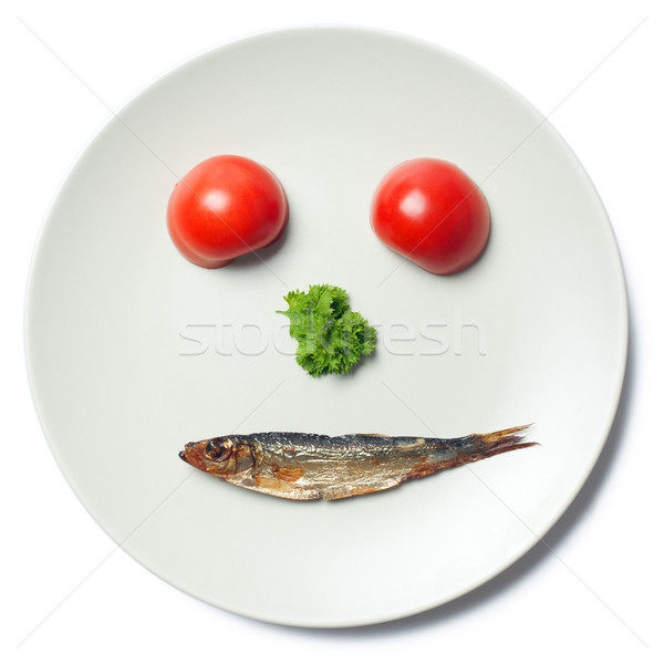 face maked with vegetable and sprat Stock photo © jirkaejc