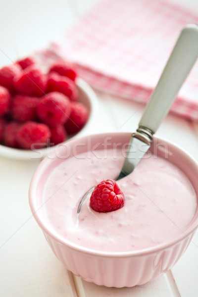 Gemischte fruchtig Joghurt Keramik Schüssel Essen Stock foto © jirkaejc