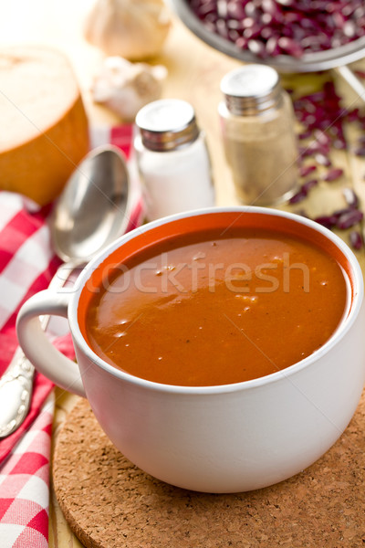 Minestra di fagioli tavolo da cucina alimentare cucina cena piatto Foto d'archivio © jirkaejc