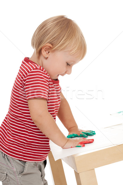 little girl drawing with her hands Stock photo © jirkaejc