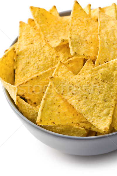 Nachos cips çanak beyaz sıcak yemek Stok fotoğraf © jirkaejc