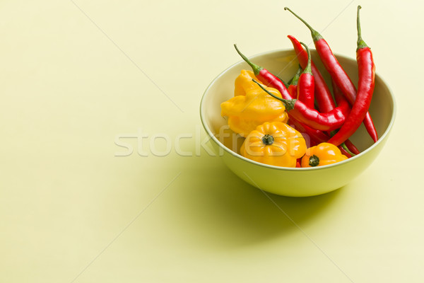 chili peppers and habanero in bowl Stock photo © jirkaejc