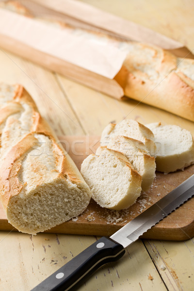 Französisch Baguette Holztisch Essen Gesundheit Brot Stock foto © jirkaejc