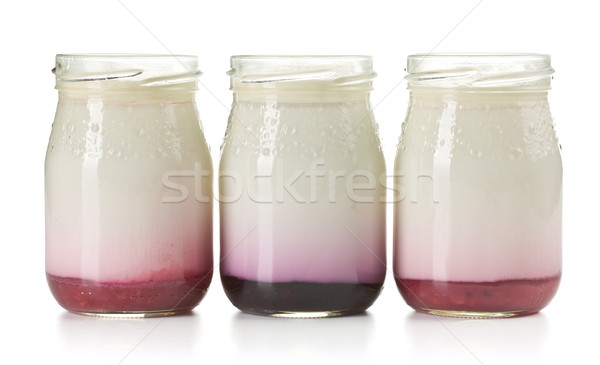 three jars with fruity yogurt Stock photo © jirkaejc