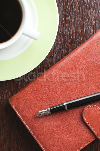 Stift Tagebuch Kaffeebecher Foto erschossen Business Stock foto © jirkaejc