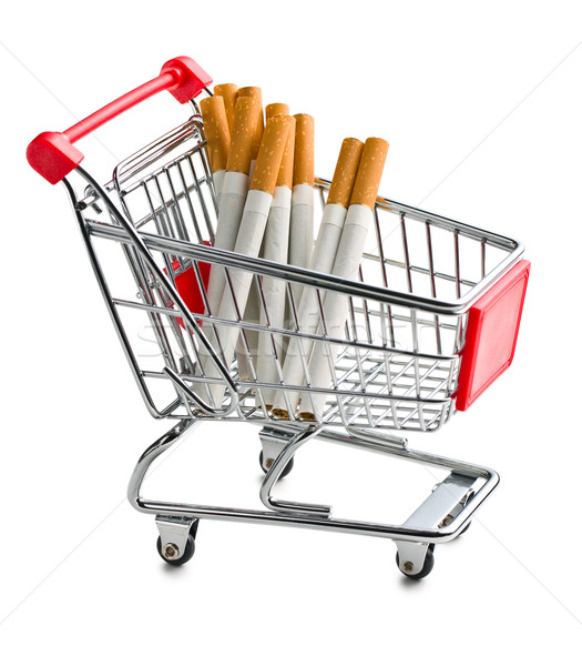 Sigara alışveriş sepeti beyaz Metal pazar pazarlama Stok fotoğraf © jirkaejc
