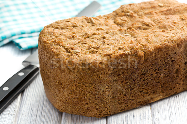 ストックフォト: 自家製 · 全粒粉パン · 台所用テーブル · パン · 小麦 · 朝食
