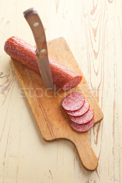 Fresche salame tavolo da cucina cucina rosso grasso Foto d'archivio © jirkaejc