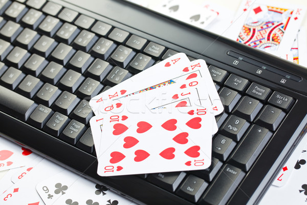 Online poker gioco d'azzardo carte soldi laptop Foto d'archivio © jirkaejc
